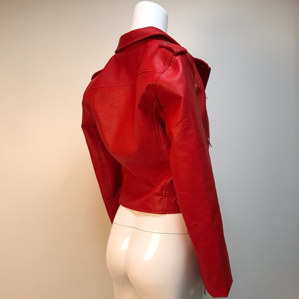 Zara Basic Red Leather Jacket - image 3